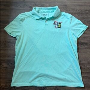 Peanuts Snoopy Men's XL Golf Shirt Short Sleeve Mint Green
